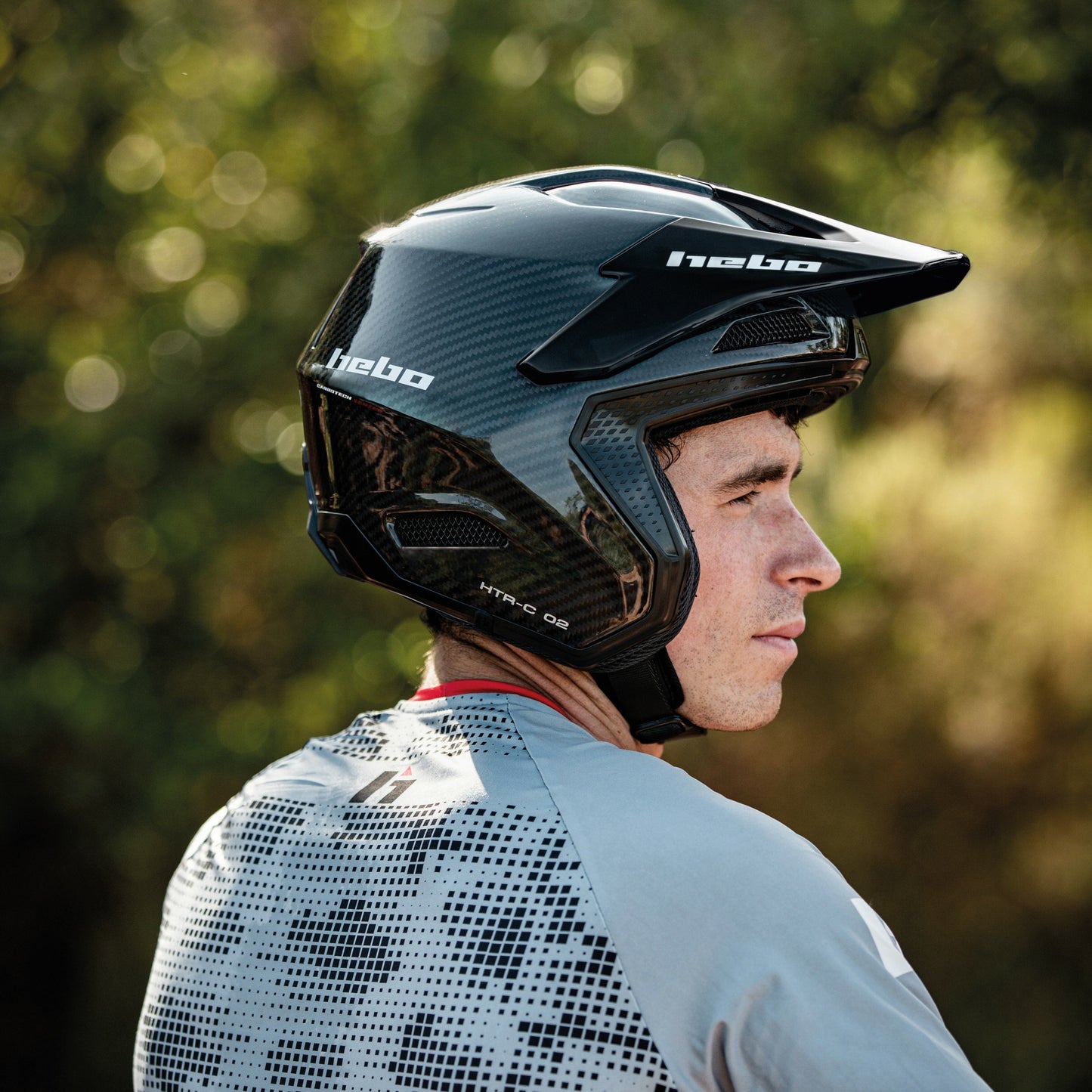 Hebo Trials Zone Race Carbon K3 Gloss Helmet Black