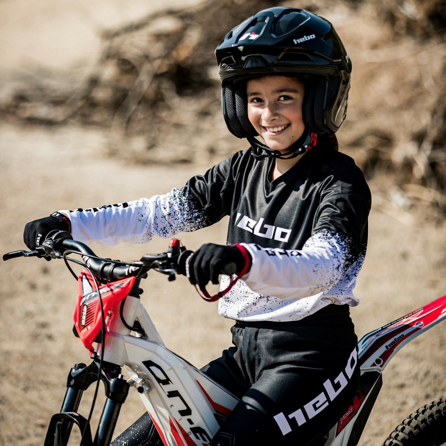 Hebo Trials Kids Pro 24 Dripped Jersey White