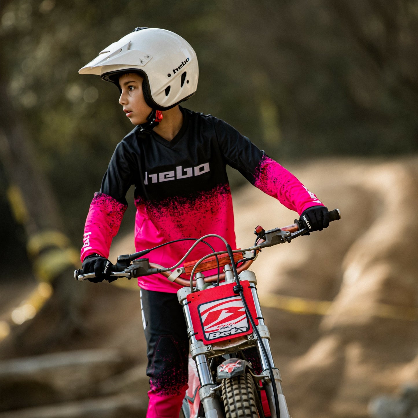 Hebo Trials Kids Pro 24 Dripped Jersey Pink