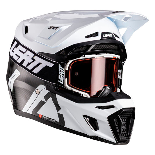 Leatt Moto 9.5 Carbon White Helmet with Iriz Goggles XS